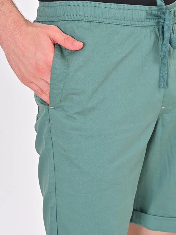 Indian Terrain Men's Regular Fit Solid Green Shorts